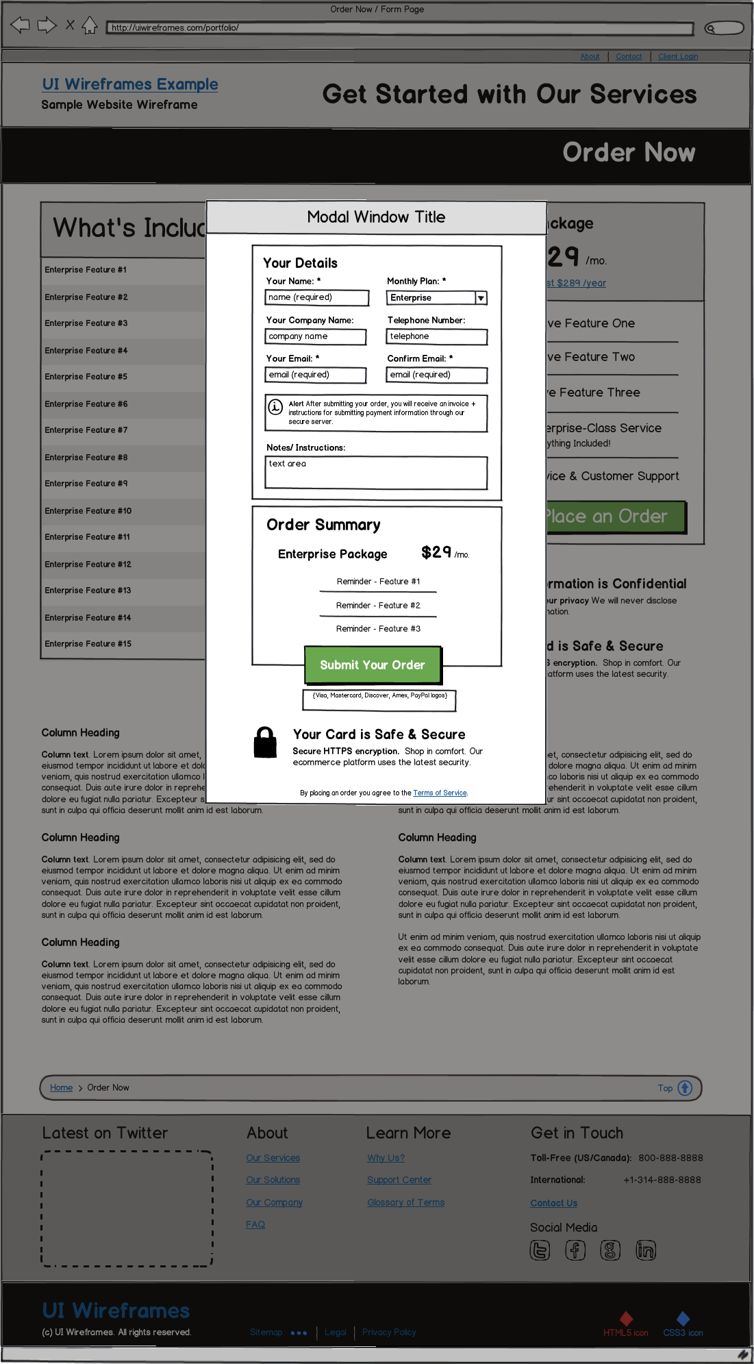 Responsive Website Wireframe Thumbnail