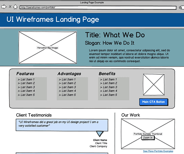 Landing Page Wireframe Thumbnail