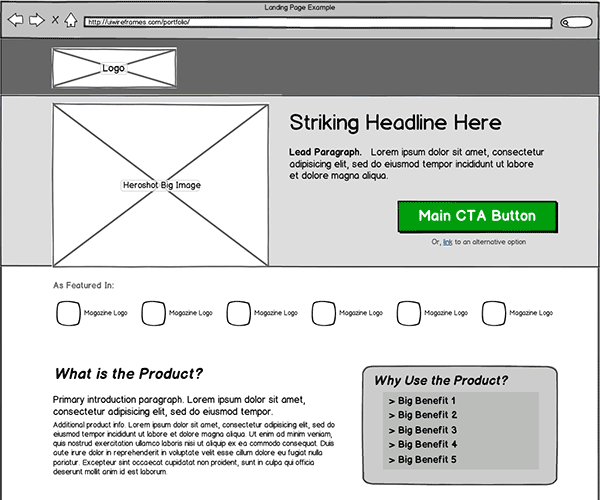 Landing Page Wireframe Sample Thumbnail