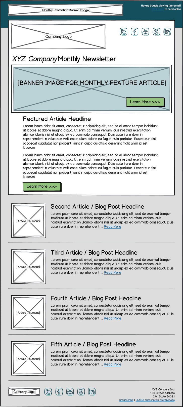 Email Template Wireframe Example - Foundation