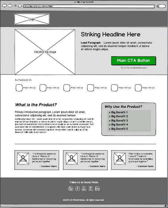Landing Page Wireframe Example - Foundation