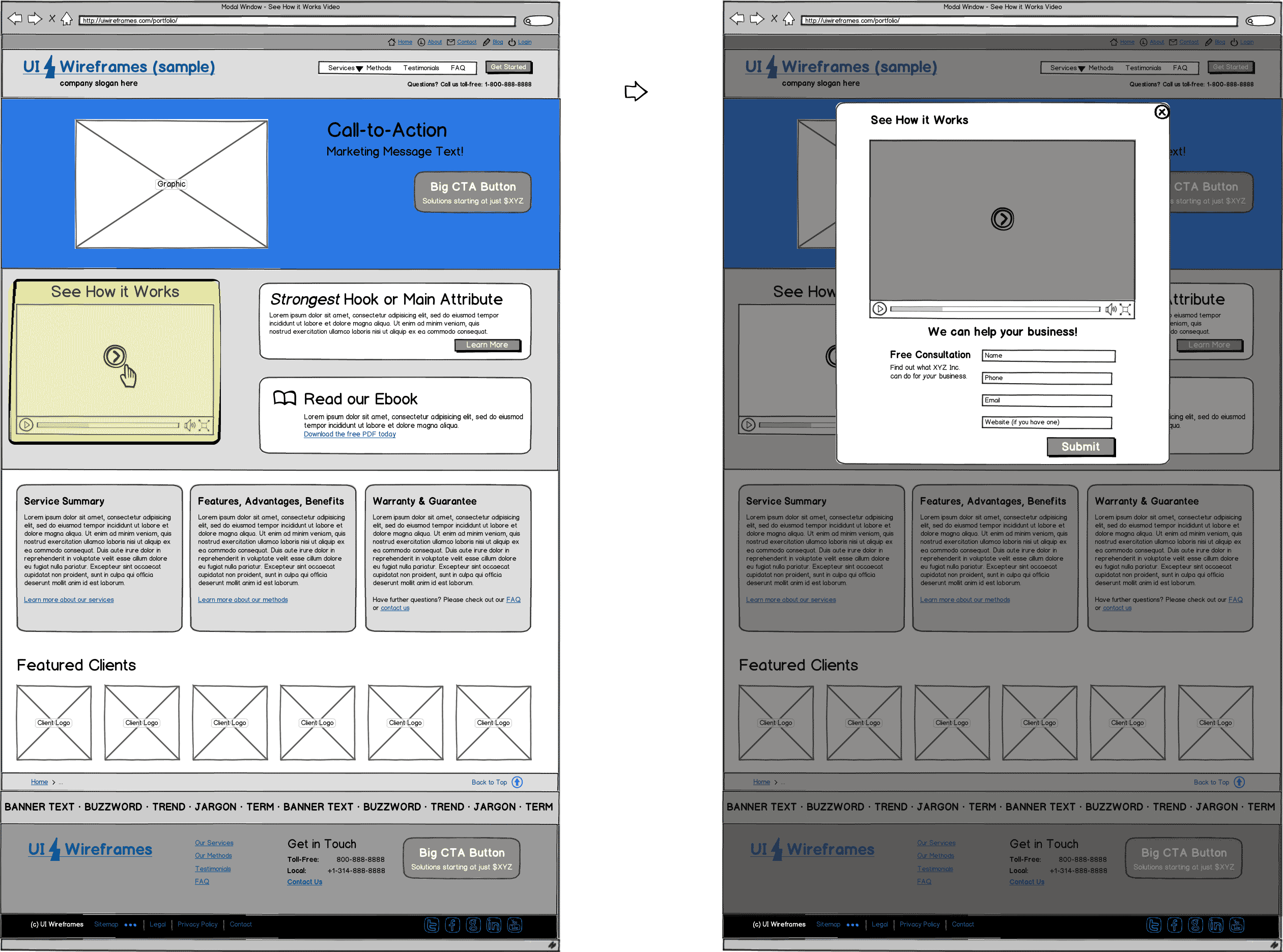 Website Wireframe Example - Interaction