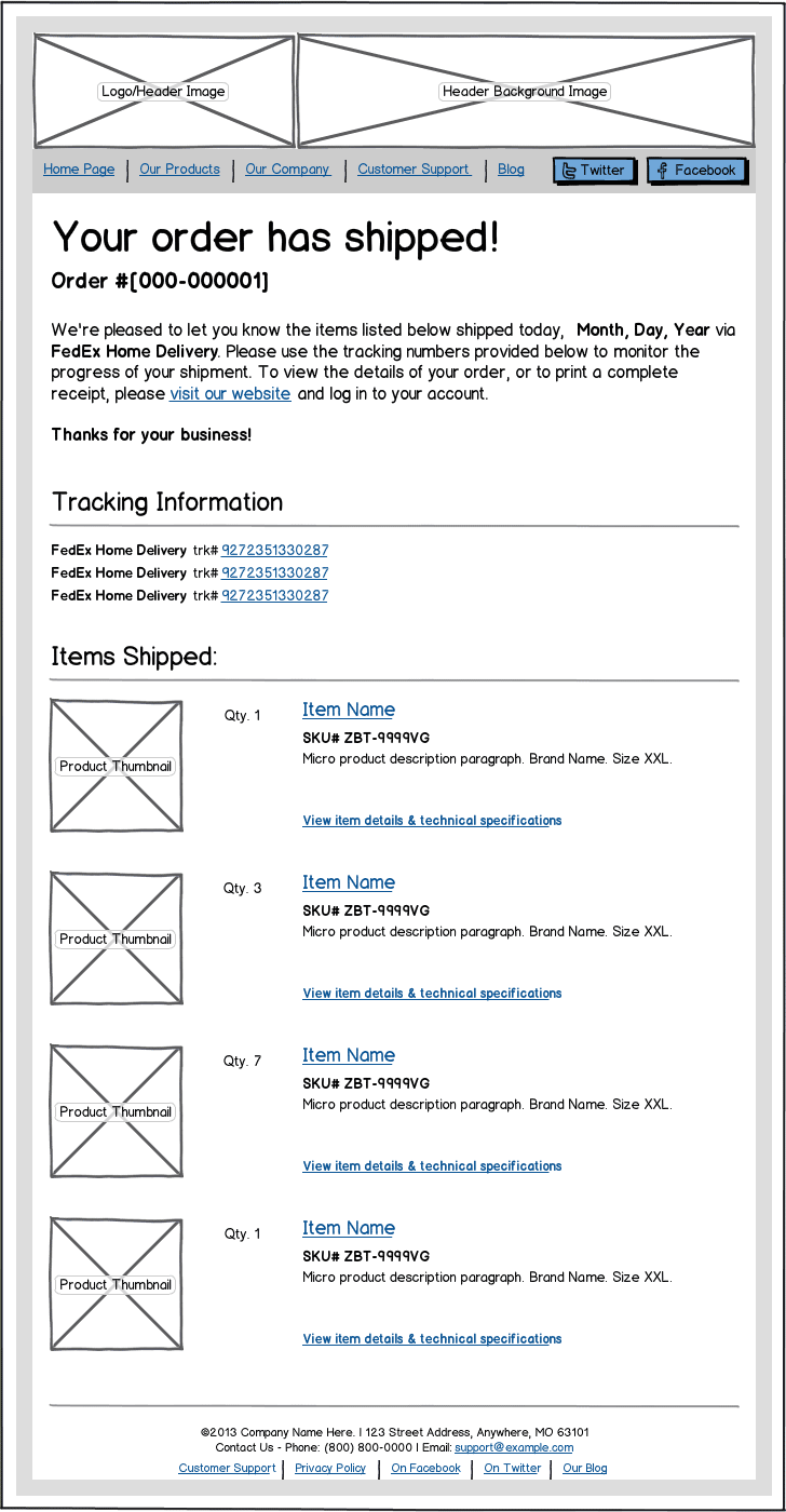 Email Template Wireframe Example