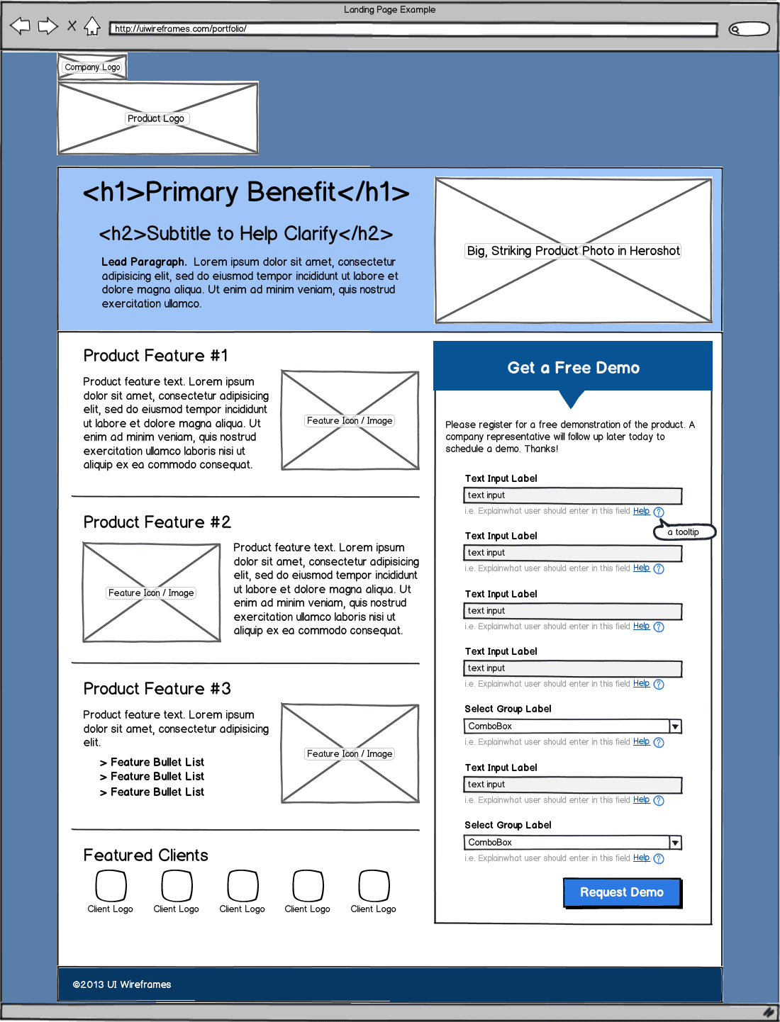 Opt-In Landing Page Form Wireframe Example
