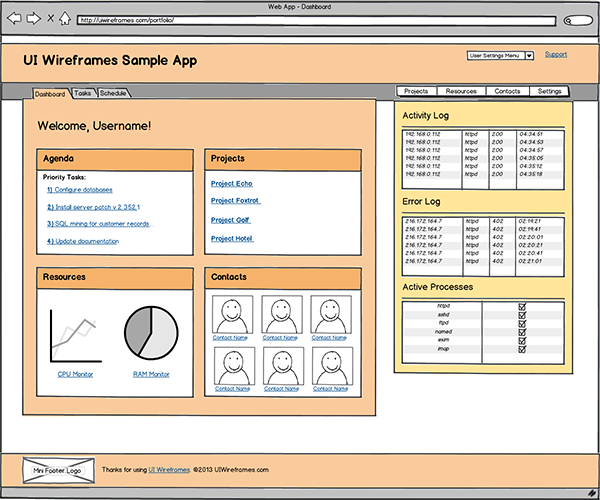 Web App Wireframe Sample Thumbnail