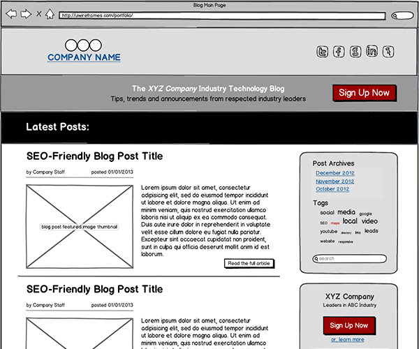 B2B Corporate Blog Wireframe Thumbnail